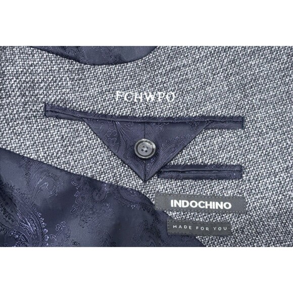Indochino Gray Wool Blend Blazer Men’s 46R Sport Coat Jacket Surgeon Cuffs - Picture 14 of 16